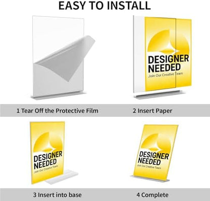 6 Pack 11x8.5 Clear Acrylic Sign Holder Stand, Horizontal Double-Sided Display, Stand By Straight or Tilted, Desktop Picture Frame, Menu Holder, Certificate Frame