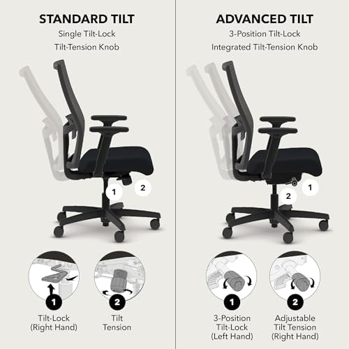 HON Ignition 2.0 Ergonomic Office Chair, Lumbar Support, Office Desk, Black