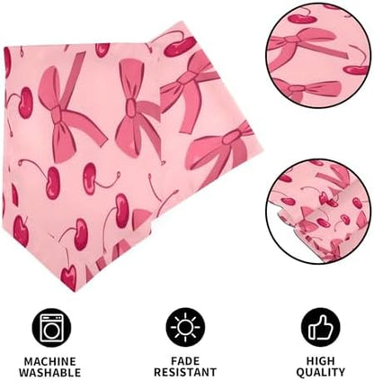 ALAZA Double-Sided Pink Bow Cherry Table Runner 18x72 Inches Long,Table Cloth Runner for Wedding Birthday Party Kitchen Dining Home Everyday Decor