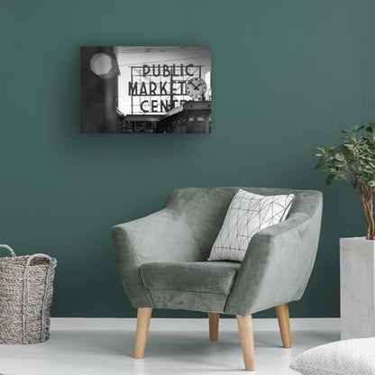 Wrapped Canvas Wall Art - Yale Gurney 'Pike Place Market' Wall Art for Living Room, Bedroom, or Office Décor - 22x32