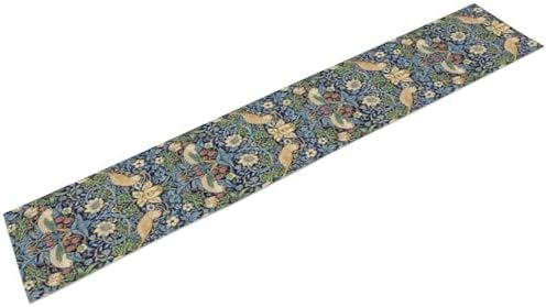 William Morris Floral Table Runner,Flowers Botanical Printed Table Runner for Home Kitchen Dining Table Decoration,13x36 Inch Strawberry Thief