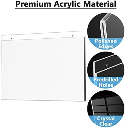 MaxGear Acrylic Wall Mount Sign Holder, 11 x 17 Landscape, 6 Pack
