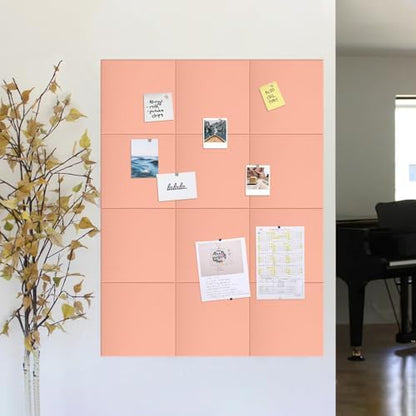 48" x 36" Cork Board Alternative, 12 Pack Felt Bulletin Board Tiles with 30 Adhesive Tabs Wall Push Pin Board for Office Classroom Bedroom Decor