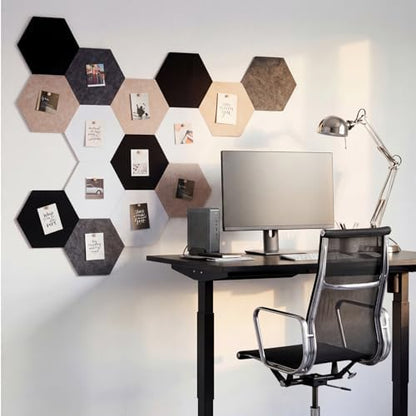 12x10 in 16 Pcs Hexagon Cork Board Tiles, Felt Pin Boards, Classic