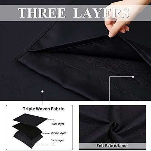 NICETOWN Sound Barrier 100% Black Out Room Divider Curtains 95", Noise, Cold & Heat Cutting Down Back Tab Drapes with Felt Fabric Lining for Ambient Sounds, Nursery, Daytime Sleep(2 PCs, 52" Wide)
