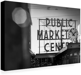 Wrapped Canvas Wall Art - Yale Gurney 'Pike Place Market' Wall Art for Living Room, Bedroom, or Office Décor - 22x32