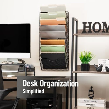 Mind Reader Wall Mounted File Organizer, Black