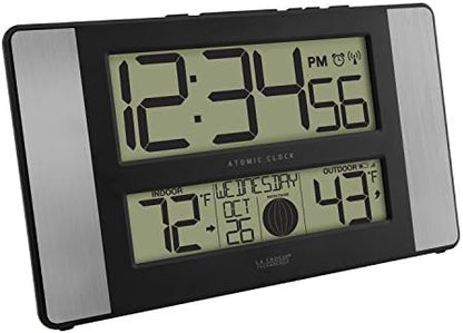 La Crosse Technology 513-1417AL-INT Atomic Clock w Outdoor Temp, Grey/Black