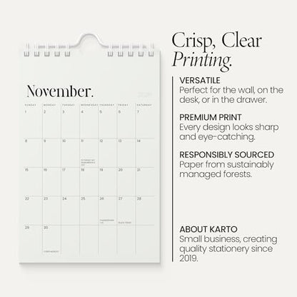 Karto Small Wall Calendar 2026-2027 6x9 in - New Beige