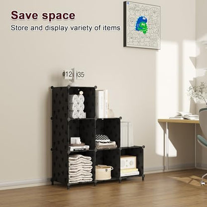 UNKU 6 Cube Storage Organizer, Closet Organizer Storage Shelves, Black