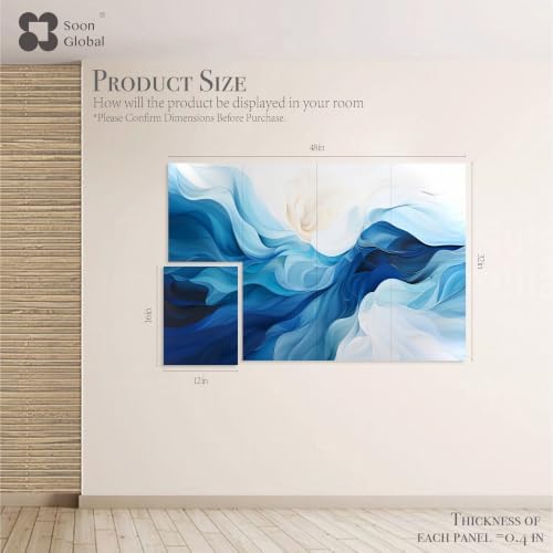 Soon Global 8-Pack Acoustic Panels, Soundproof Wall Panels, 48 X 32 Inches Sound Absorbing Panels, Decorative Acoustical Wall Panels, Acoustic Treatment for Recording Studio, Harmony in Azure