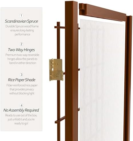 4 ft. Short Window Pane Shoji Screen - Walnut - 3 Panels