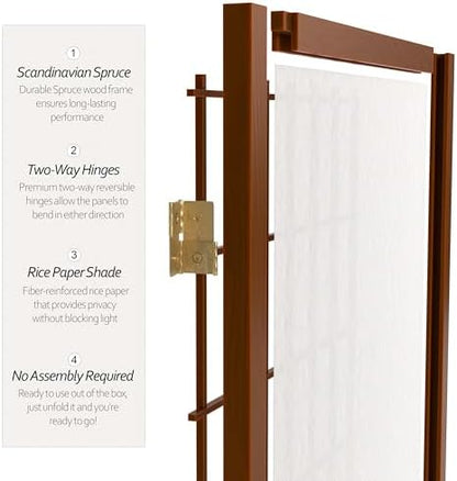 4 ft. Short Window Pane Shoji Screen - Walnut - 3 Panels