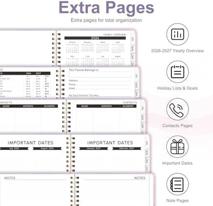 Planner 2026-2027, Weekly and Monthly Academic Planner, July 2026 - June 2027, Hardcover Calendar Agenda Book for School Year Planning, School Supplies for Teacher and Student, A5(6.3'' x 8.5'')