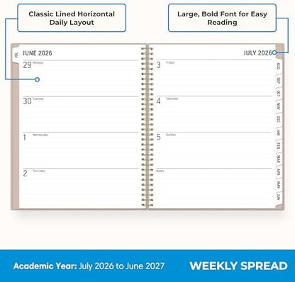 Blue Sky 2026-2027 Weekly & Monthly Academic Planner, 8.5"x11", Sand