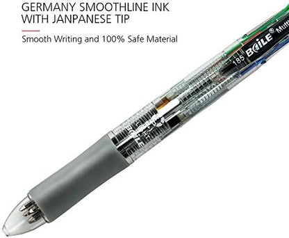 Baile Grip 4+1, 4 Colors 0.7 mm Ballpoint Multi Pen and 0.5 mm Pencil With Eraser In Cap