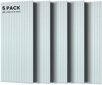 TO-TH Sound Proof Panels High-Density Sound Absorbing Panel 5 Pack, White
