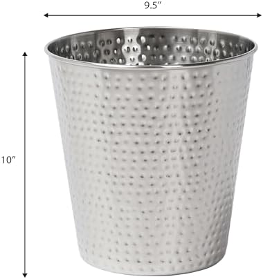 happimess Axel 2 Gal Hammered Steel Waste Bin 10", Brushed Steel, Set of 2