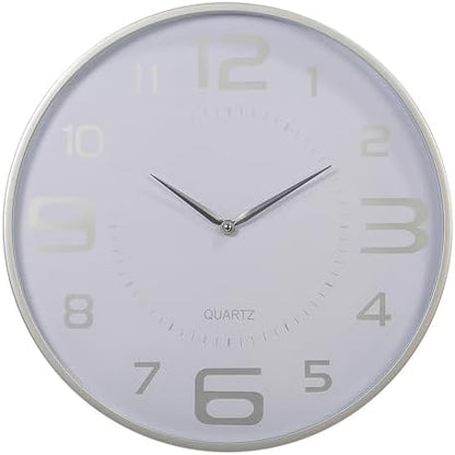 Kiera Grace Wall Clock, 18 Inch, White Modern Classic Quartz Wall Clocks Battery Operated, Silent Non Ticking Home Decor for Living Room, Kitchen, Bathroom