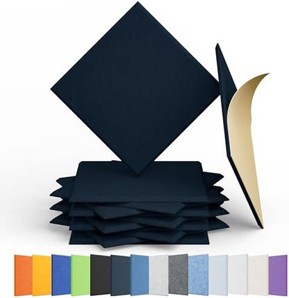 12 Pack Square Acoustic Panels Self Adhesive Sound Proof Foam(Dark Blue)