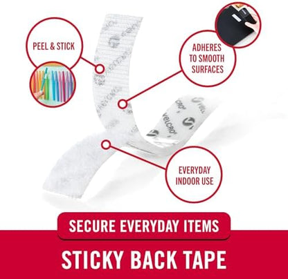 VELCRO Brand Sticky Back Hook and Loop Fasteners, White, 50 Ft Tape Roll