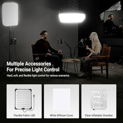 NEEWER 115W Flexible RGB Video Light, APP/2.4G/DMX Control LED Panel Light Mat Kit with Softbox, 2500K-10000K 14700lx/0.5m CRI96+, Key Lighting for Studio Photography Streaming Video Recording, FL100C