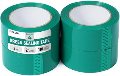 2" x 110 Yards Green Packing Tape, 4 Rolls