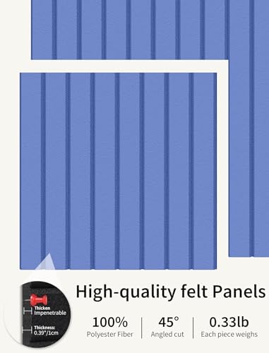 48" x 36" Cork Board Alternative, 12 Pack Felt Bulletin Board Tiles with 30 Adhesive Tabs Wall Push Pin Board for Office Classroom Bedroom Decor