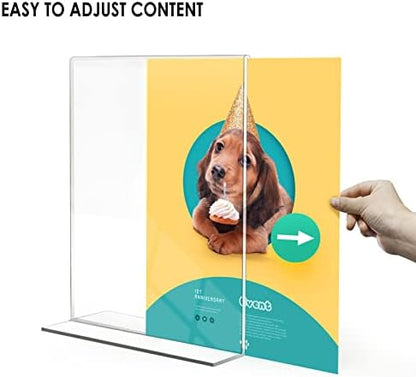 Relx Acrylic Sign Holder 8.5 x 11, Plastic Frame Flyer Holder, Double Frames Clear Acrylic Display Stand for Store, Restaurant (20 pack)