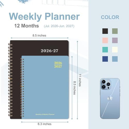 Planner 2026-2027, Weekly and Monthly Academic Planner, July 2026 - June 2027, Hardcover Calendar Agenda Book for School Year Planning, School Supplies for Teacher and Student, A5(6.3'' x 8.5'')