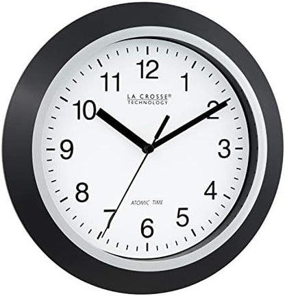 La Crosse Technology WT-3102B 10-Inch WWVB Self-set Analog Wall Clock and automatic DST reset,Black/silver