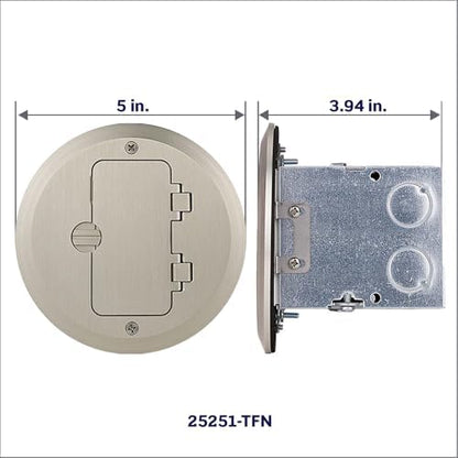 Leviton 15 Amp 1-Gang Floor Box Assembly, Commercial Grade, Tamper-Resistant, Self-Grounding, 25251-TFN