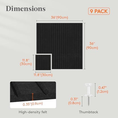 Lifewit Large Felt Bulletin Board with Self-Adhesive 36" x 36"- 9 Pack