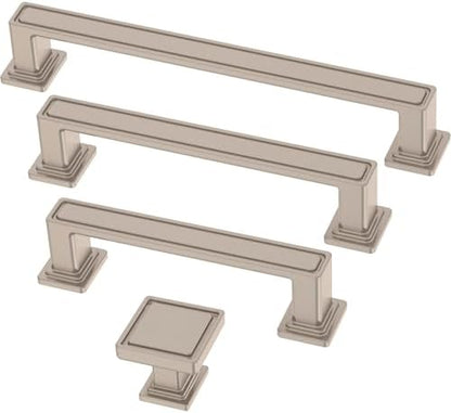 Franklin Brass 10 Pack Brushed Nickel Cabinet Handles 5-1/16 inch (128mm) Kitchen Cabinet Handles and Drawer Pulls for Cupboards and Dressers | Recessed Square