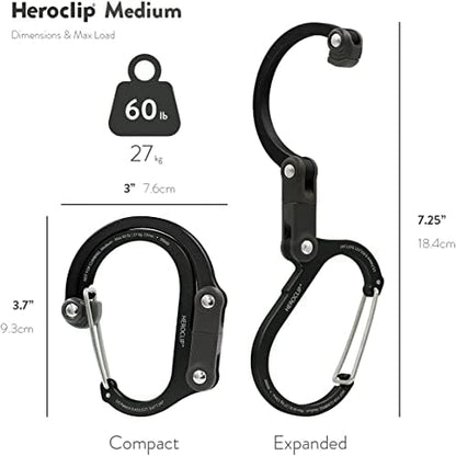 GEAR AID HEROCLIP 360° Swivel Carabiner Gear Clip and Hook (Medium) for Camping, Backpack, Suitcases and Garage Organization