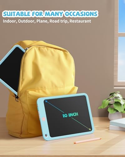 LCD Writing Tablet 10 Inch, Toys for 3 4 5 6 7 8 9 10 Year Old Boys Girls, Colorful Doodle Board Drawing Tablet, Gift for Boys Toddlers Age 3-12 Years, Memo Board, Drawing Pads with Lanyard(Lake Blue)