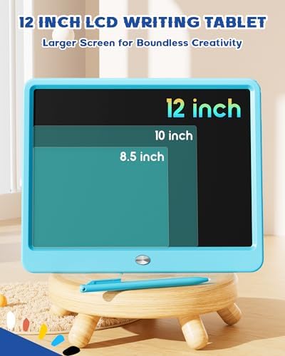 Bravokids 12 Inch LCD Writing Tablet for 3 Year Olds - Electronic Drawing Pad and Doodle Board as Educational Birthday Gifts for Girls and Boys (Blue)