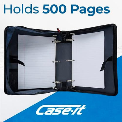 Case-it Dual Binder | Two 1.5" D-Rings | 600-Sheet | Dual-101 Denim Blue