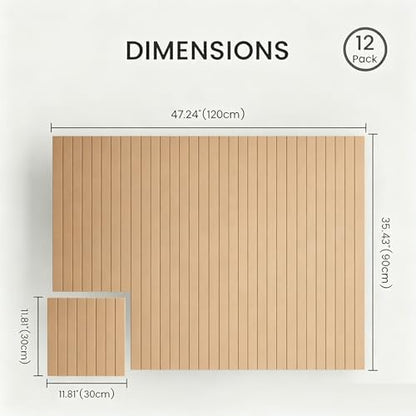 Large Felt Bulletin Board 48"x 36"-12 Felt Tiles Cork Board Wall Panels Home Office Wall Fabric Pin Board for Classroom/Kids Art Display/Photo Picture Wall/Acoustic,Self-Adhesive,Dark Camel