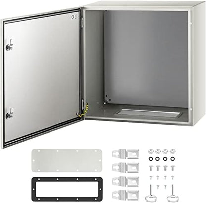 VEVOR NEMA Steel Enclosure, 24 x 24 x 12'' NEMA 4X Steel Electrical Box, IP66 Waterproof & Dustproof, Outdoor/Indoor Electrical Junction Box, with Mounting Plate
