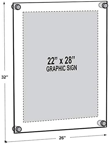 Azar Displays 105530-GLD Acrylic Floating Double Panel Wall Frame,22" x 28" Graphic Size, Overall Frame Size: 26" x 32", Gold