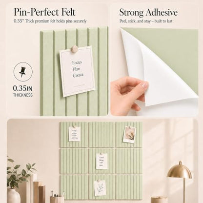 Stripe Felt Bulletin Board Tiles, Cork Board Alternative 48 x 36 in