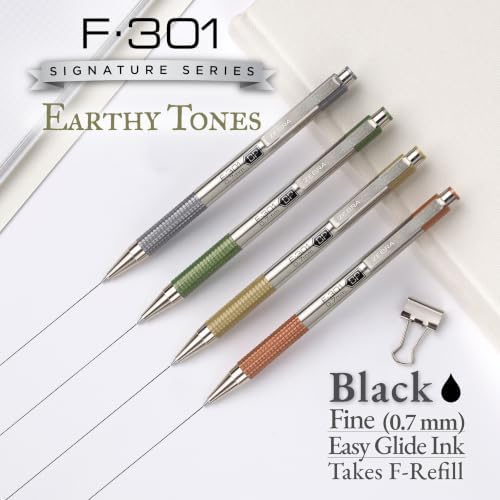 Zebra Pen F-301 Signature Series Ballpoint Pen, Black, 0.7mm, 4-Pk (27254)