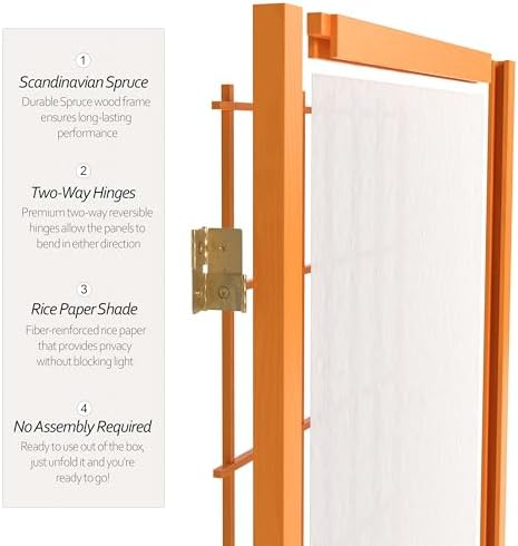 Red Lantern 4 ft. Short Window Pane Shoji Screen - Honey - 8 Panels