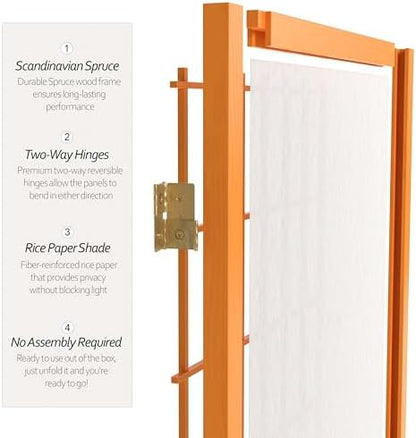 4 ft. Short Window Pane Shoji Screen - Honey - 3 Panels