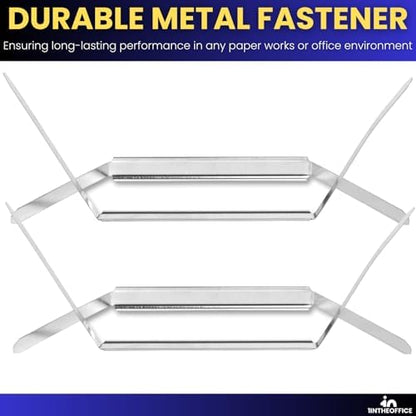 1InTheOffice Paper Fasteners, Prong Fasteners, Metal Fasteners, 2 Inch, 2.75" Center to Center, 100 Pieces/Pack, (200)