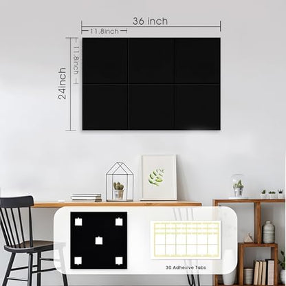 36" x 24" Large Felt Bulletin Board 1/2" Thick, Black
