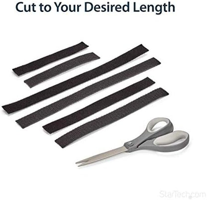 StarTech.com 100ft. Hook and Loop Roll - Cut-to-Size Reusable Cable Ties - Bulk Industrial Wire Fastener Tape - Adjustable Fabric Wraps - Black (HKLP100)