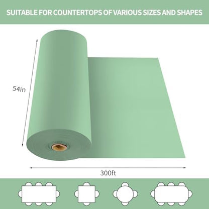 CXPSINC 54 Inch X 300 Feet Plastic Table Cover Roll Disposable Tablecloth with Slide Cutter for All Type/Shape Tables | Party, Banquet, Birthdays, Weddings(Sage Green, 300 Feet)
