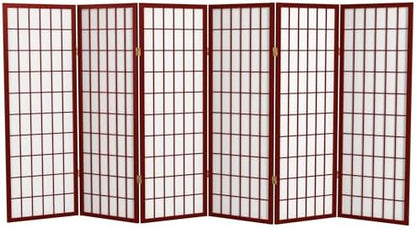 4 ft. Short Window Pane Shoji Screen - Rosewood - 6 Panels
